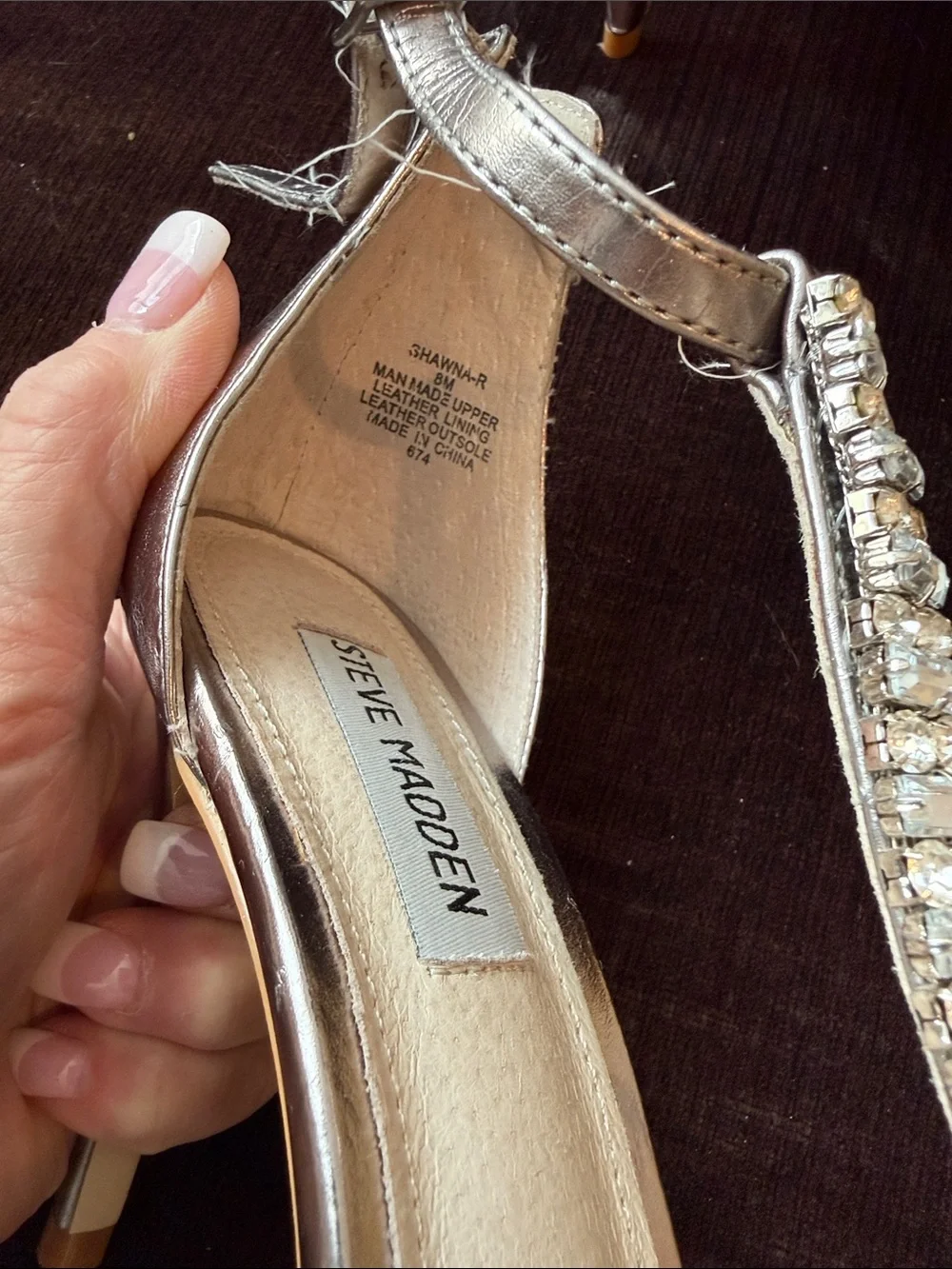 Steve Madden Rose Gold Jeweled T-Strap Heels